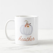 AMBER Floral White Pumpkin Individuelle Name Fall Kaffeetasse (Links)