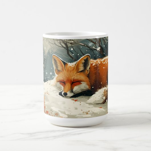 Amber Fox Asleep im Schnee Kaffeetasse (Mittel)