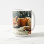 Amber Fox Asleep im Schnee Kaffeetasse (VorderseiteRechts)