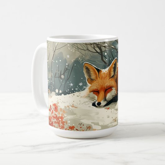 Amber Fox Asleep im Schnee Kaffeetasse (Vorderseite Links)