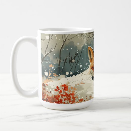 Amber Fox Asleep im Schnee Kaffeetasse (Links)