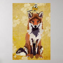 Amber Fox & Little Bird Art Poster