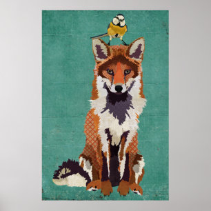 Amber Fox & Little Bird Art Poster