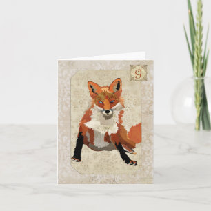 Amber Fox Monogramm-Notecard