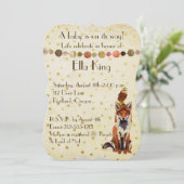 Amber Fox & Owl Stars Kindereinladung Einladung (Stehend Vorderseite)