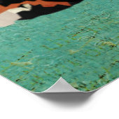 Amber Fox Retro Blue Art Poster (Ecke)