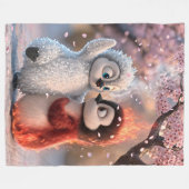 Amber & Frosty Cherry Blossom Penguin Blanket Fleecedecke (Vorderseite (Horizontal))