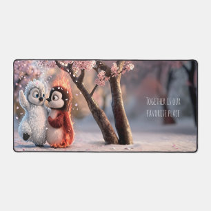Amber & Frosty Cherry Blossom Penguin Mouse Pad Schreibtischunterlage