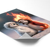 Amber & Frosty Fire and Ice Penguin Poster (Ecke)