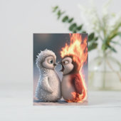 Amber & Frosty Fire and Ice Penguin Poster Postkarte (Stehend Vorderseite)