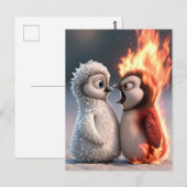 Amber & Frosty Fire and Ice Penguin Poster Postkarte (Vorne/Hinten)