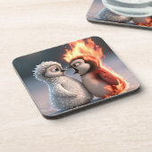 Amber & Frosty Tiny Penguins Big Feelings Coaster Getränkeuntersetzer (Linke Seite)