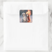 Amber & Frosty Tiny Penguins Big Feelings Quadratischer Aufkleber (Tasche)