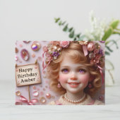 AMBER ~ Geburtstagseinladung ~ Anpassbar ~ Einladung (Stehend Vorderseite)