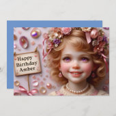 AMBER ~ Geburtstagseinladung ~ Anpassbar ~ Einladung (Vorne/Hinten)