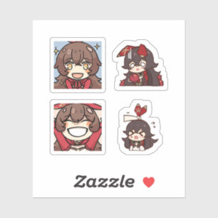 Amber Genshin Impact 4er Stickerbogen Aufkleber