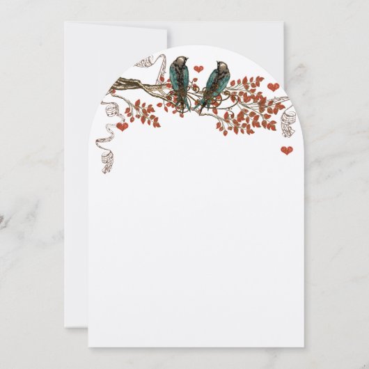 Amber Glow Fall Leaf Love Bird Wedding Einladung (Rückseite)