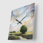 Amber Glow II Quadratische Wanduhr (Winkel)