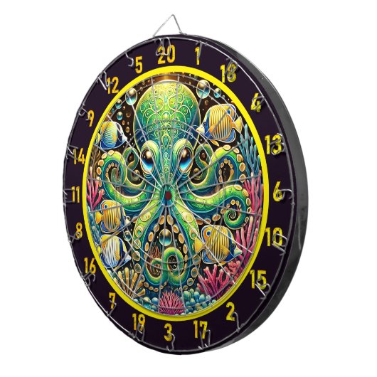 Amber Glow Octopus Dartboard Dartscheibe (Vorderseite rechts)