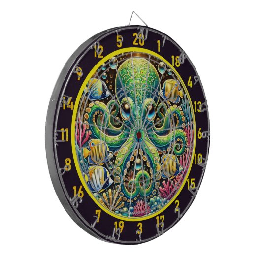 Amber Glow Octopus Dartboard Dartscheibe (Vorderseite Links)