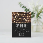 Amber Glow String Lights Rett Datum Postkarte (Stehend Vorderseite)
