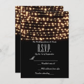 Amber Glow String Lights Rustic Wedding RSVP Card Einladung (Vorne/Hinten)