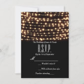 Amber Glow String Lights Rustic Wedding RSVP Card Einladung (Vorderseite)