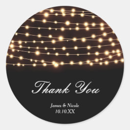 Amber Glow String Lights Rustic Wedding Sticker
