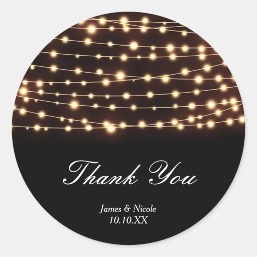 Amber Glow String Lights Rustic Wedding Sticker (Vorderseite)