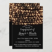 Amber Glow String Lights Rustikale Engagement Part Einladung (Vorne/Hinten)