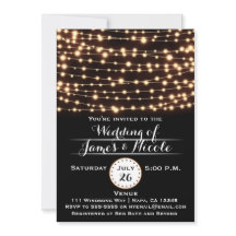 Amber Glow String Lights Rustikale Hochzeitseinlad