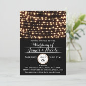 Amber Glow String Lights Rustikale Hochzeitseinlad Einladung (Stehend Vorderseite)