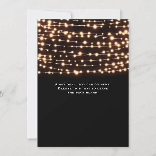 Amber Glow String Lights Rustikale Hochzeitseinlad Einladung (Rückseite)