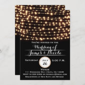 Amber Glow String Lights Rustikale Hochzeitseinlad Einladung (Vorne/Hinten)
