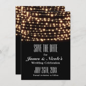 Amber Glow String Lights Save the Date Card (Vorne/Hinten)
