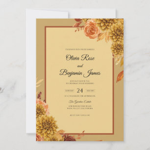 Amber-Gold-Dahlia-Hochzeit Einladung