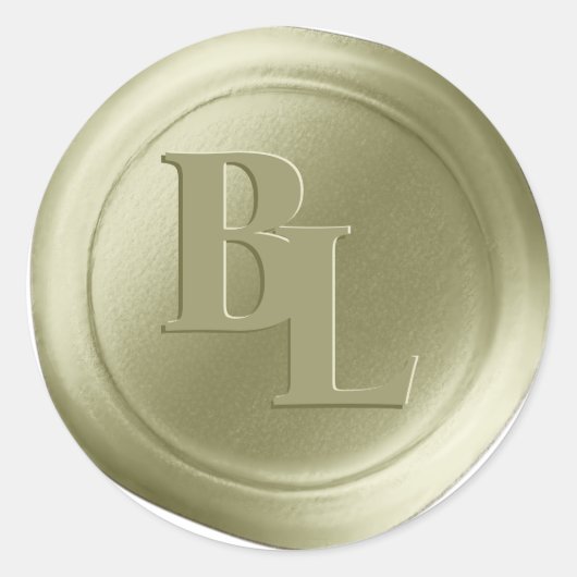 Amber Gold Double Monogram Imitate Wachs Siegel St Runder Aufkleber (Vorderseite)