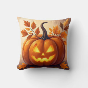Amber Gourd Glow Elegantes Herbstwirbelkissen Kissen