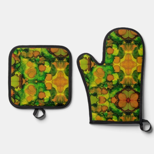 Amber Grove Ofenhandschuh & Topflappen-Set (Vorderseite)