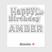 Amber Happy Birthday silver Aufkleber Sticker (Blatt)