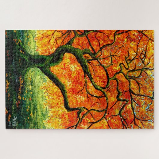 Amber/Herbst Herbstlaube verdreht Baum/Moos 2 Puzzle (Horizontal)