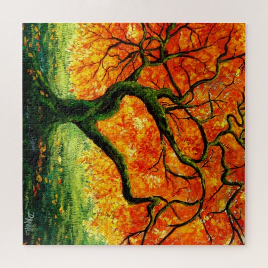 Amber/Herbst Herbstlaube verdreht Baum/Moos 2 Puzzle (Horizontal)