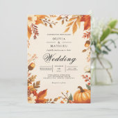 Amber Leaf Herbstkletterhochzeit Einladung (Stehend Vorderseite)