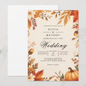 Amber Leaf Herbstkletterhochzeit Einladung (Vorne/Hinten)