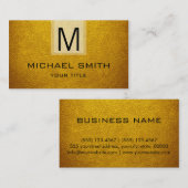 Amber Leather Textured Monogram Visitenkarte (Vorne/Hinten)