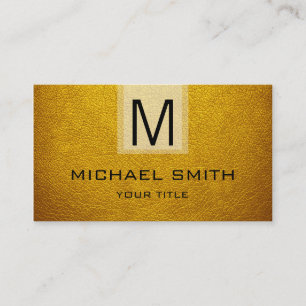 Amber Leather Textured Monogram Visitenkarte