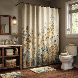 Amber meadow floral duschvorhang
