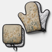 Amber meadow floral ofenhandschuh & Topflappen-Set (Vorderseite/Rückseite)