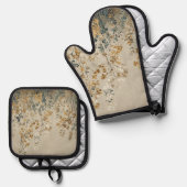 Amber meadow floral ofenhandschuh & Topflappen-Set (Vorderseite/Rückseite)