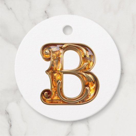 Amber Monogram B Ornament - Anpassbare Gestaltung Geschenkanhänger (Vorderseite)